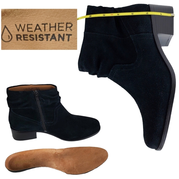 New Vionic kanela womens weather resistant suede block heel ankle bootie black - Picture 14 of 16